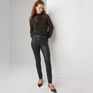 White House Black Market High Rise Coated Black Skinny Jeans size 0